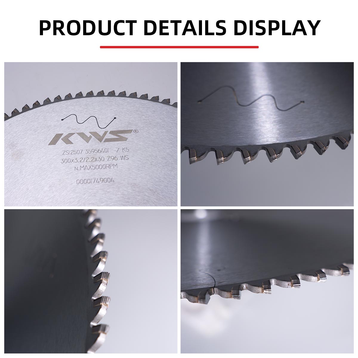 Универсальный пильный диск KWS 300x30x3.2x96T WS PCD без подрезчика для резки двухслойных панелей и пластиковых материалов