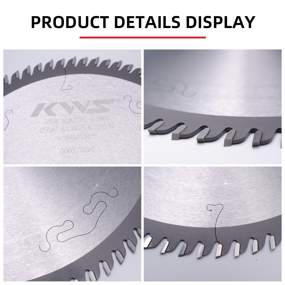 Универсальное пильное полотно KWS 255x25.4x2.8-1.8x80T W для настольной пилы
